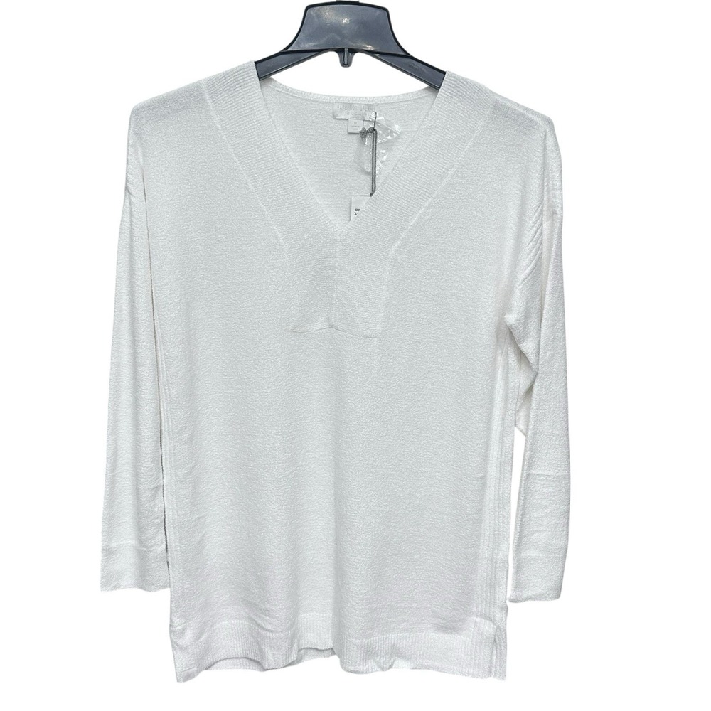 Barefoot Dreams Cozy Chic Ultra Lite V‎ Neck Tunic Womens Size M Snow White